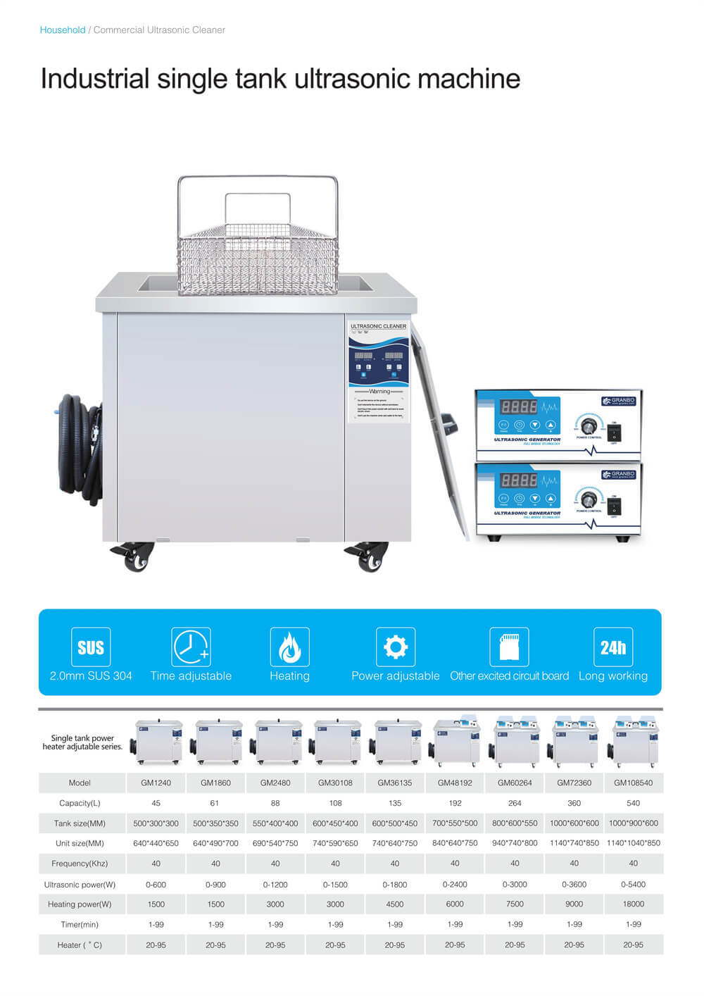 Single-tank Customized Industrial Ultrasonic Cleaning Machine