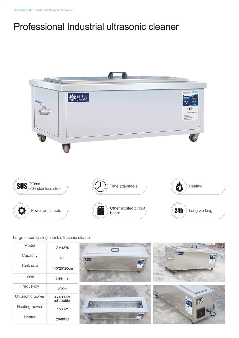 Single-tank Customized Industrial Ultrasonic Cleaning Machine