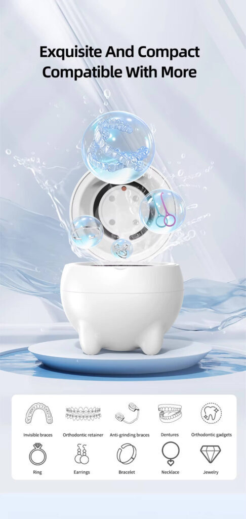 Granbo GC01 UV Ultrasonic Cleaner – 360° Deep Cleaning for Dentures, Jewelry & Household Use, with UV Light & 48kHz Frequency, 3 Modes