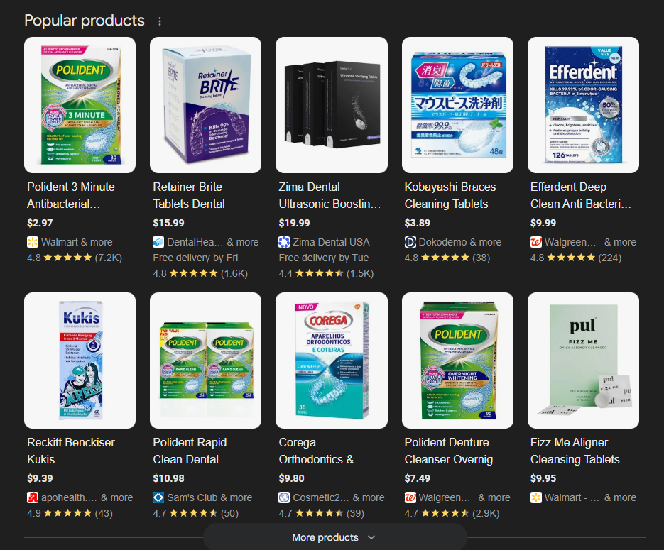 Braces cleaning tablets